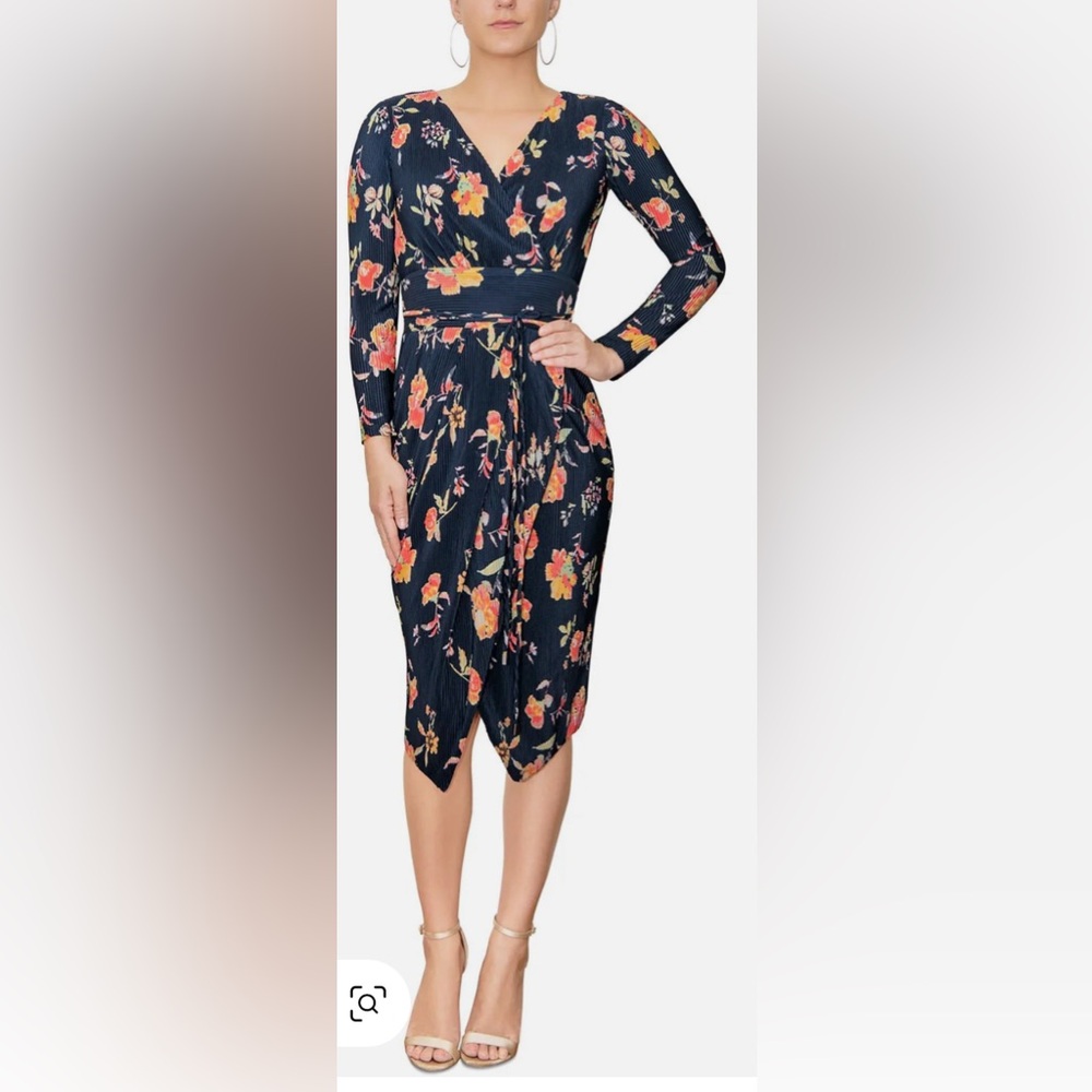 New w/ tag RACHEL ROY Floral print mid calf wrap dress SZ Small